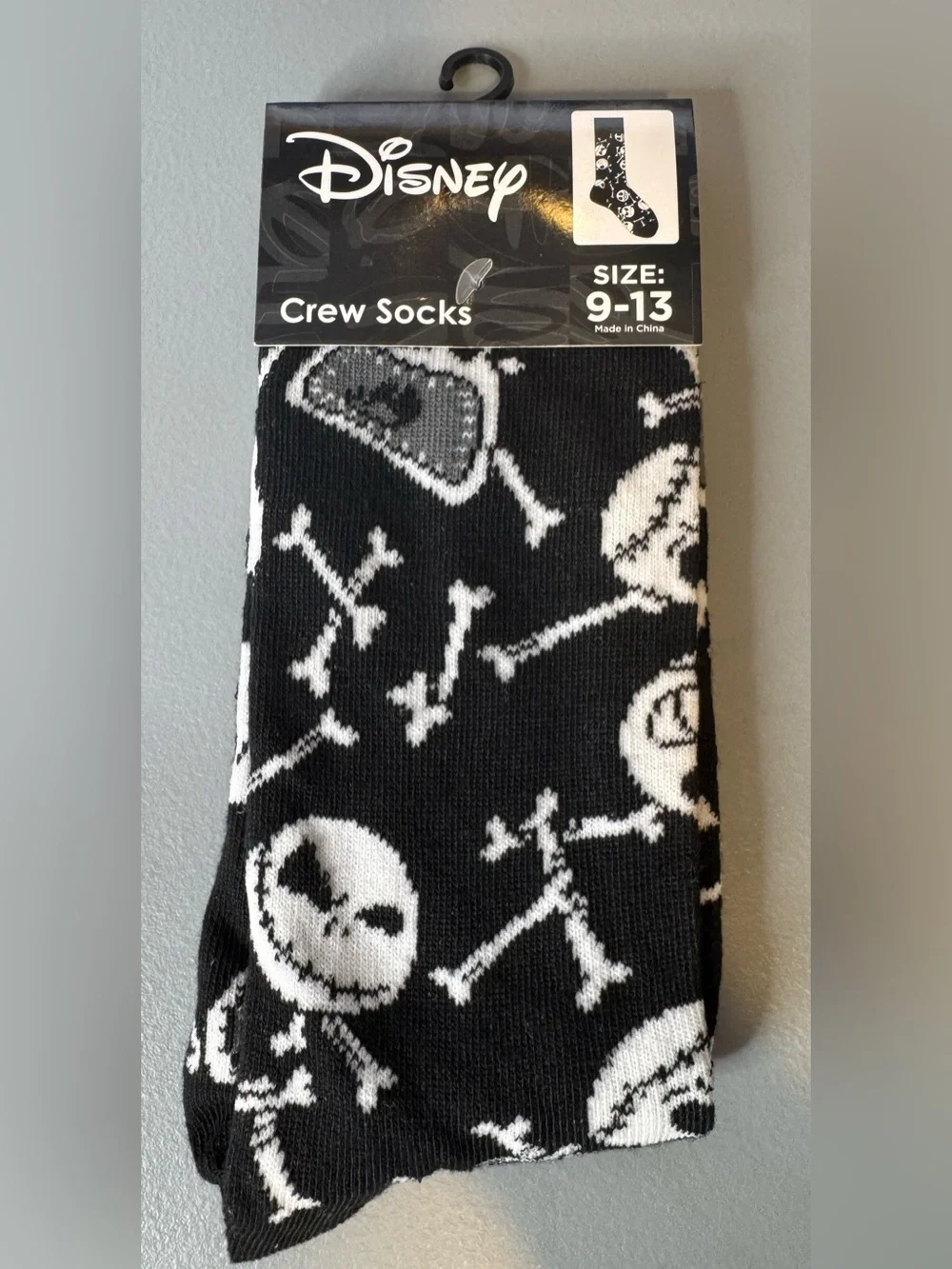 Disney nightmare before Christmas jack Black White Crew Socks Skull Pattern bone